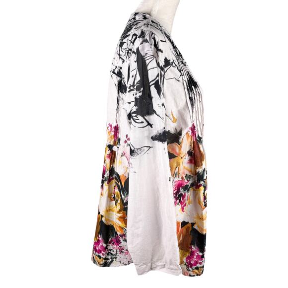 Soft Surroundings Champs De Fleur Floral Shirt Blouse L Button Down - Picture 12 of 16